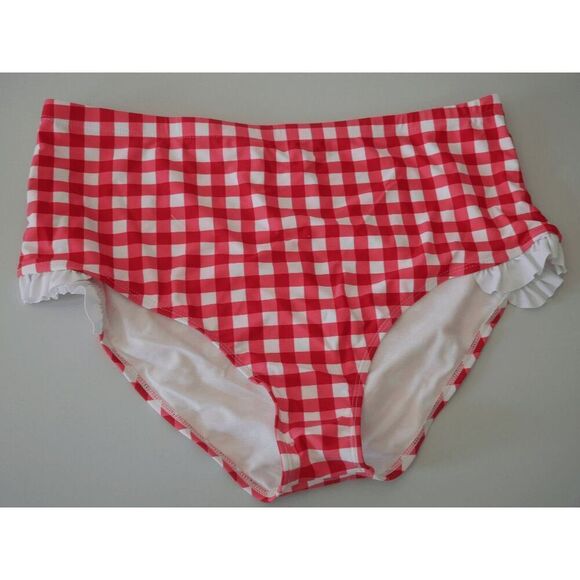 Coral Reef Women's retro red & white gingham ruffle swim bottom XXL (18/20) - Picture 2 of 6
